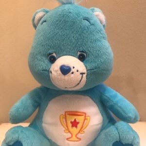 CARE BEARS Blue CHAMP BEAR w/Trophy 2004 Nanco carebears 11" Plush Stuff…